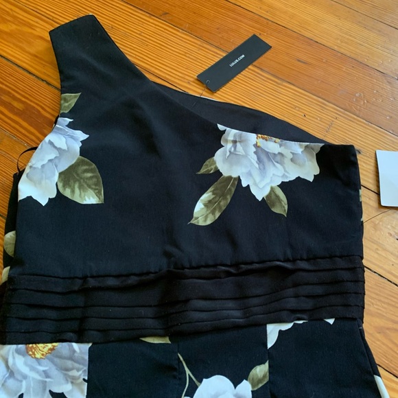 NWT! Lulus Black Floral One Shoulder Dress 👗 Size S - Picture 9 of 12